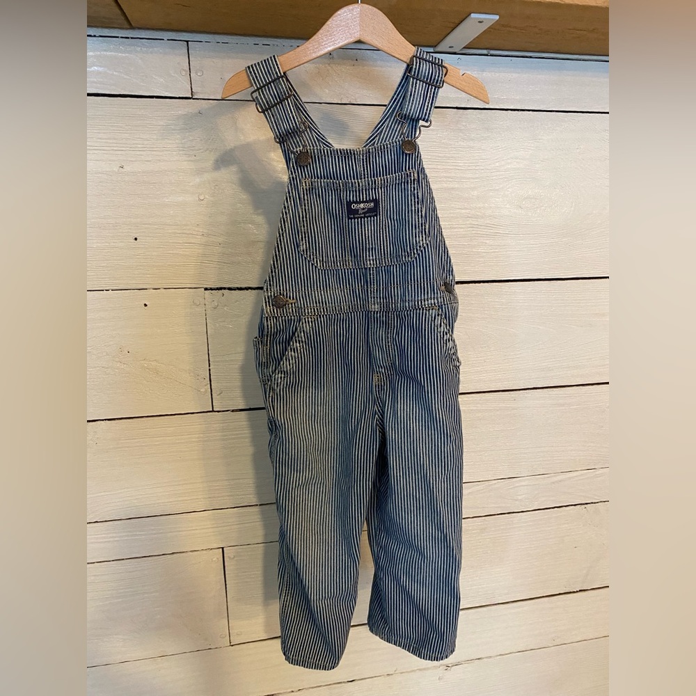 OshKosh B'gosh Navy and White Pinstripe Toddler Overalls